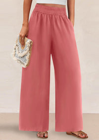 Womens Wide Leg Pants Casual 2025 Elastic Waist Loose Flowy Palazzo Pants Trousers with Pockets