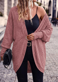 PRETTYGARDEN Batwing Long Sleeve Lightweight Cardigan Sweaters for Women Batwing Sleeve Long Cardigans Loose Fit Soft Ribbed Knit Light Weight Sweater Early Fall Fashion Streetwear Travel Outfits