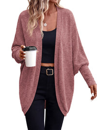 PRETTYGARDEN Batwing Long Sleeve Lightweight Cardigan Sweaters for Women | Batwing Sleeve Long Cardigans, Loose Fit Soft Ribbed Knit Light Weight Sweater, Early Fall Fashion Streetwear, Travel Outfits
