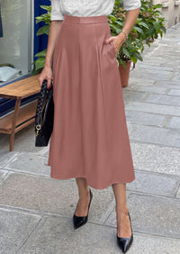 PRETTYGARDEN Womens Faux Leather High Waisted Midi Skirt | Flowy A Line Pleated Skirts, Elegant Swing Flared, Work Business Casual Outfits, Fall Winter Fashion Clothes