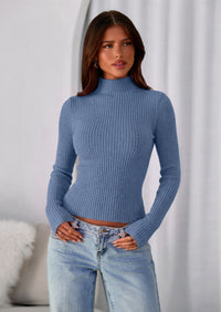 PRETTYGARDEN Long Sleeve T Shirts for Women Fall Fashion Mock Neck Fitted Ribbed Tee Tops Casual Basic Winter Clothing