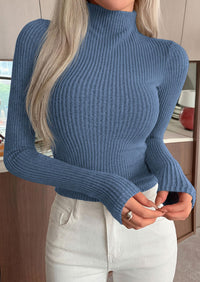 PRETTYGARDEN Long Sleeve T Shirts for Women Fall Fashion Mock Neck Fitted Ribbed Tee Tops Casual Basic Winter Clothing