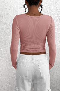 PRETTYGARDEN Women's Spring Fall Long Sleeve Henley T Shirts Button Ribbed Knit Slim Fit Casual Basic Tops Blouse