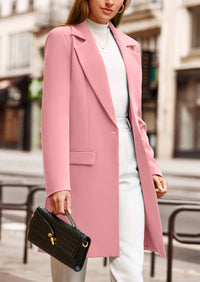 PRETTYGARDEN Women's Spring Fall Long Blazer Jackets Long Sleeve Lapel Pockets Loose Fit Work Casual Blazers Outerwear