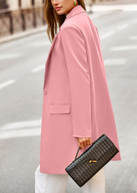 PRETTYGARDEN Women's Spring Fall Long Blazer Jackets Long Sleeve Lapel Pockets Loose Fit Work Casual Blazers Outerwear