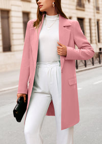 PRETTYGARDEN Women's Spring Fall Long Blazer Jackets Long Sleeve Lapel Pockets Loose Fit Work Casual Blazers Outerwear