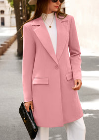 PRETTYGARDEN Women's Spring Fall Long Blazer Jackets Long Sleeve Lapel Pockets Loose Fit Work Casual Blazers Outerwear