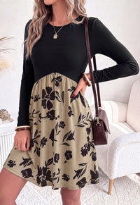 PRETTYGARDEN Womens Long Sleeve Empire Waist Maternity Dress with Pockets Crewnck Flowy A Line Casual Dresses, Above Knee Length, Solid Color & Floral, Baby Shower Outfits, Travel Fashion Clothes
