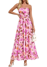 PRETTYGARDEN Womens Boho Maxi Dress 2026 Summer Floral Tube Strapless Spring Wedding Guest Cocktail Long Dresses PRETTYGARDEN