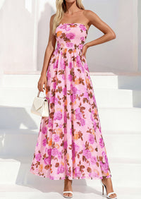 PRETTYGARDEN Womens Boho Maxi Dress 2026 Summer Floral Tube Strapless Spring Wedding Guest Cocktail Long Dresses PRETTYGARDEN