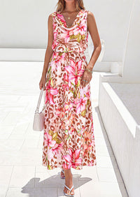 PRETTYGARDEN Womens Summer Floral Maxi Dresses Spring Sleeveless Cowl Neck Flowy Beach Vacation Wedding Guest Long Dress