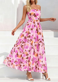 PRETTYGARDEN Womens Boho Maxi Dress 2026 Summer Floral Tube Strapless Spring Wedding Guest Cocktail Long Dresses PRETTYGARDEN