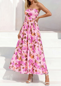PRETTYGARDEN Womens Boho Maxi Dress 2026 Summer Floral Tube Strapless Spring Wedding Guest Cocktail Long Dresses PRETTYGARDEN