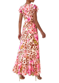 PRETTYGARDEN Wedding Guest Dresses for Women 2026 Spring Summer Short Sleeve Ruffle V Neck Floral Flowy Beach Maxi Long Dress PRETTYGARDEN