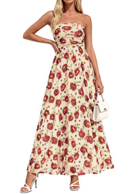 PRETTYGARDEN Womens Boho Maxi Dress 2026 Summer Floral Tube Strapless Spring Wedding Guest Cocktail Long Dresses PRETTYGARDEN