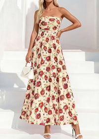 PRETTYGARDEN Womens Boho Maxi Dress 2026 Summer Floral Tube Strapless Spring Wedding Guest Cocktail Long Dresses PRETTYGARDEN