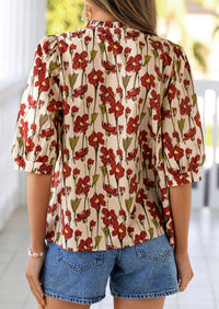 PRETTYGARDEN Women's Summer Floral Blouses Dressy Casual Half Sleeve V Neck Going Out Boho Tops Spring Fashion Clothing