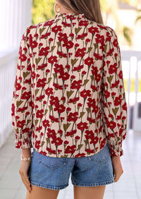 PRETTYGARDEN Women's Boho Floral Blouses Dressy Casual | Trendy Printed, Long Sleeve V Neck Tops, Bohemian Polka Dot Striped Shirt, Going Out Vacation Outfits, Fall Fashion Clothing