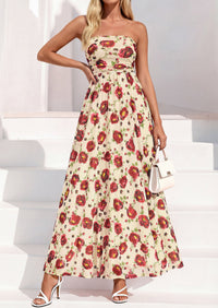 PRETTYGARDEN Womens Boho Maxi Dress 2026 Summer Floral Tube Strapless Spring Wedding Guest Cocktail Long Dresses PRETTYGARDEN