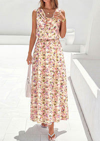 PRETTYGARDEN Womens Summer Floral Maxi Dresses Spring Sleeveless Cowl Neck Flowy Beach Vacation Wedding Guest Long Dress