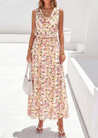 PRETTYGARDEN Womens Summer Floral Maxi Dresses Spring Sleeveless Cowl Neck Flowy Beach Vacation Wedding Guest Long Dress