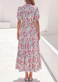 PRETTYGARDEN Women's Summer Maxi Dresses Boho Floral Short Sleeve V Neck Casual Wedding Guest 2026 Beach Vacation Outfits