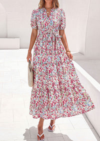 PRETTYGARDEN Women's Summer Maxi Dresses Boho Floral Short Sleeve V Neck Casual Wedding Guest 2026 Beach Vacation Outfits