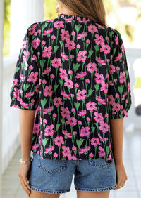 PRETTYGARDEN Women's Summer Floral Blouses Dressy Casual Half Sleeve V Neck Going Out Boho Tops Spring Fashion Clothing