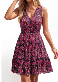PRETTYGARDEN Sundresses for Women Summer Boho Sleeveless Wrap V Neck Floral Mini Dress Beach Vacation Short Dresses