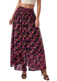 PRETTYGARDEN 2026 Summer Maxi Long Skirts for Women Trendy Boho Floral High Waisted Slit Flowy Travel Beach Vacation Clothes