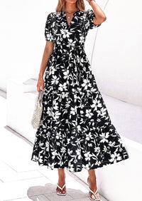 PRETTYGARDEN Women's Summer Maxi Dresses Boho Floral Short Sleeve V Neck Casual Wedding Guest 2026 Beach Vacation Outfits