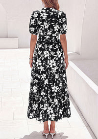 PRETTYGARDEN Women's Summer Maxi Dresses Boho Floral Short Sleeve V Neck Casual Wedding Guest 2026 Beach Vacation Outfits