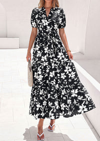 PRETTYGARDEN Women's Summer Maxi Dresses Boho Floral Short Sleeve V Neck Casual Wedding Guest 2026 Beach Vacation Outfits