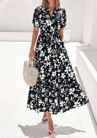 PRETTYGARDEN Women's Summer Maxi Dresses Boho Floral Short Sleeve V Neck Casual Wedding Guest 2026 Beach Vacation Outfits