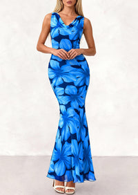 PRETTYGARDEN Women's Summer Cowl Neck Floral Maxi Dress Sleeveless Bodycon Beach Vacation Long Party Wedding Guest Dresses PRETTYGARDEN