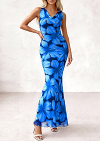 PRETTYGARDEN Women's Summer Cowl Neck Floral Maxi Dress Sleeveless Bodycon Beach Vacation Long Party Wedding Guest Dresses PRETTYGARDEN