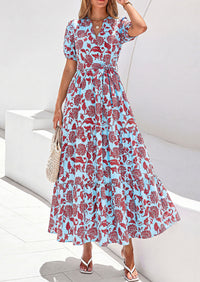 PRETTYGARDEN Women's Summer Maxi Dresses Boho Floral Short Sleeve V Neck Casual Wedding Guest 2026 Beach Vacation Outfits