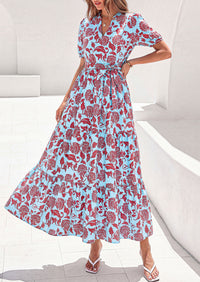 PRETTYGARDEN Women's Summer Maxi Dresses Boho Floral Short Sleeve V Neck Casual Wedding Guest 2026 Beach Vacation Outfits