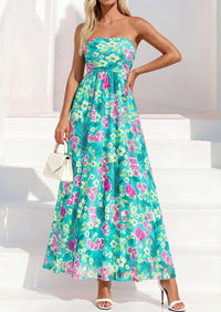 PRETTYGARDEN Womens Boho Maxi Dress 2026 Summer Floral Tube Strapless Spring Wedding Guest Cocktail Long Dresses PRETTYGARDEN