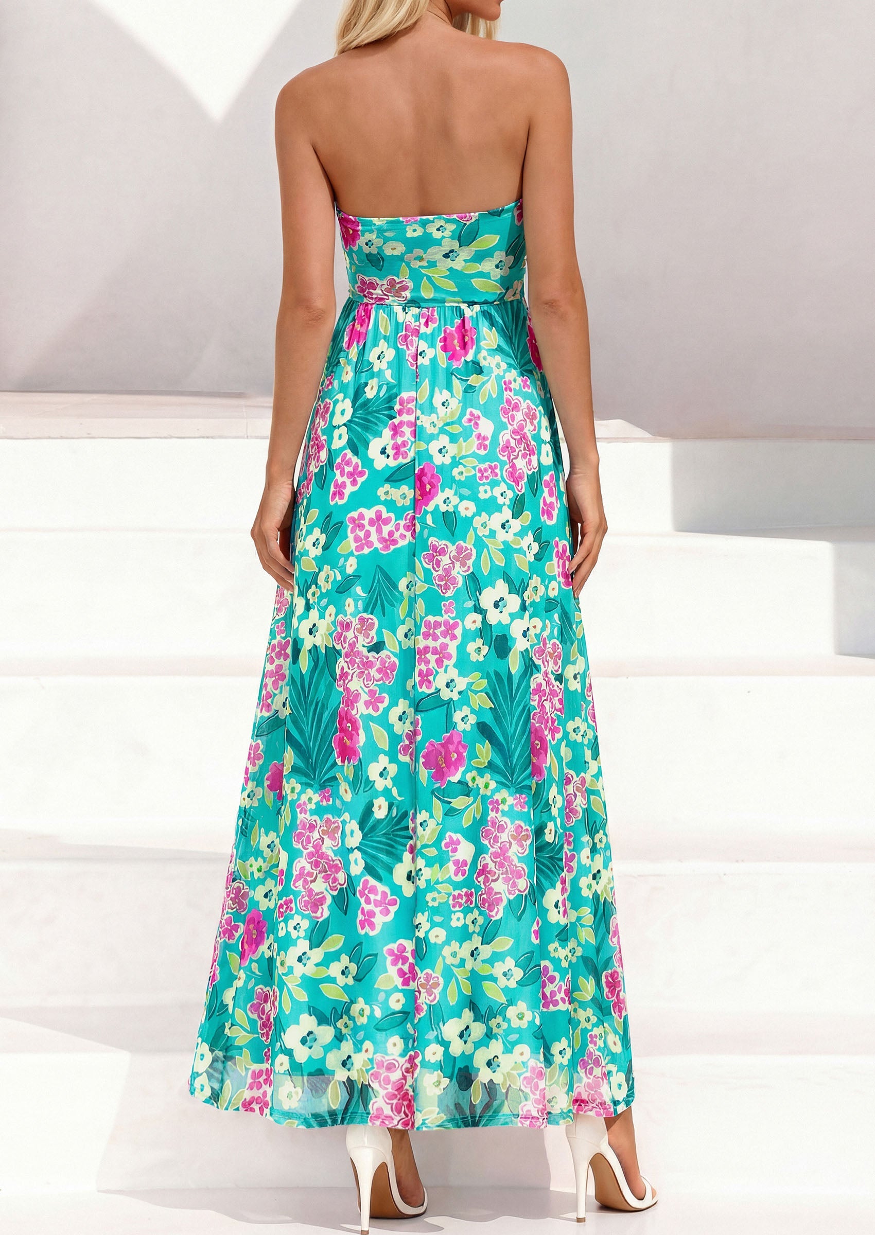 PRETTYGARDEN Womens Boho Maxi Dress 2026 Summer Floral Tube Strapless Spring Wedding Guest Cocktail Long Dresses PRETTYGARDEN