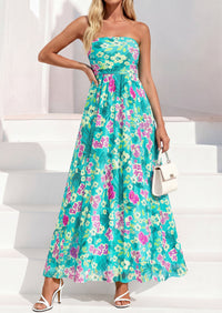 PRETTYGARDEN Womens Boho Maxi Dress 2026 Summer Floral Tube Strapless Spring Wedding Guest Cocktail Long Dresses PRETTYGARDEN