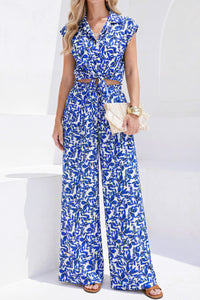 PRETTYGARDEN 2 Piece Sets For Women Summer Striped Button Down Tie Front Crop Tops Wide Leg Pants Floral Lounge Set 2026 PRETTYGARDEN