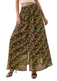 PRETTYGARDEN 2026 Summer Maxi Long Skirts for Women Trendy Boho Floral High Waisted Slit Flowy Travel Beach Vacation Clothes