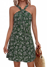 PRETTYGARDEN Womens 2026 Summer Halter Mini Dress Sleeveless Boho Floral Short Sundress Casual Flowy Beach Dresses PRETTYGARDEN