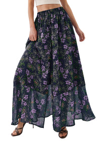 PRETTYGARDEN 2026 Summer Maxi Long Skirts for Women Trendy Boho Floral High Waisted Slit Flowy Travel Beach Vacation Clothes