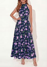 PRETTYGARDEN Summer Halter Dresses for Women Vacation Outfits Sleeveless Polka Dot Sundress Wedding Guest Maxi Dress