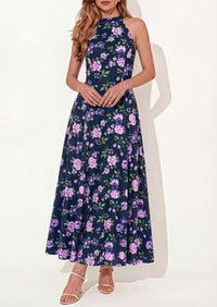 PRETTYGARDEN Summer Halter Dresses for Women Vacation Outfits Sleeveless Polka Dot Sundress Wedding Guest Maxi Dress