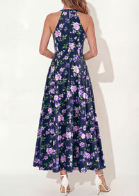 PRETTYGARDEN Summer Halter Dresses for Women Vacation Outfits Sleeveless Polka Dot Sundress Wedding Guest Maxi Dress