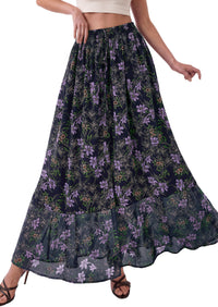 PRETTYGARDEN 2026 Summer Maxi Long Skirts for Women Trendy Boho Floral High Waisted Slit Flowy Travel Beach Vacation Clothes