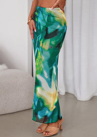 PRETTYGARDEN Women's Floral Print Mesh Long Skirt High Waisted Bodycon Fishtail Flowy Summer Maxi Skirts for Women Trendy